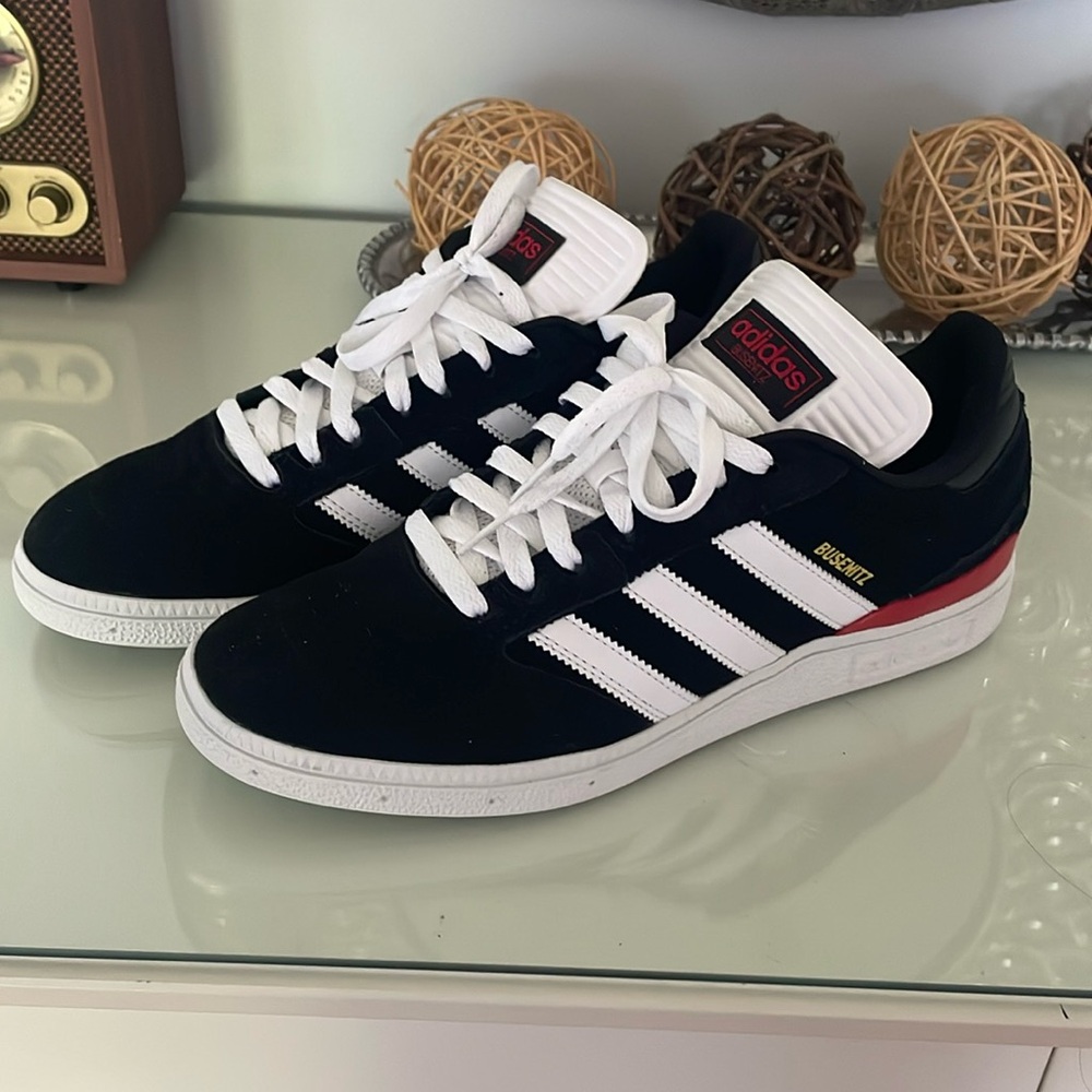 Adidas Busenitz Size 9.5 Black White Red Suede Leather
